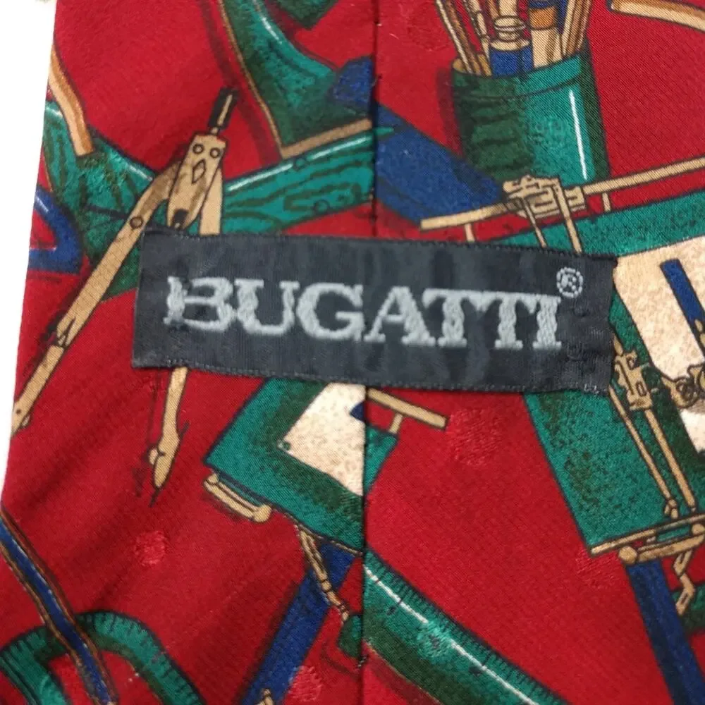 Bugatti Red Silk Architect Necktie